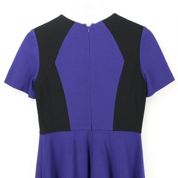 Catherine Malandrino Dress 4 Purple Black Short Sleeve Fit Flare Office Business - Picture 4 of 6
